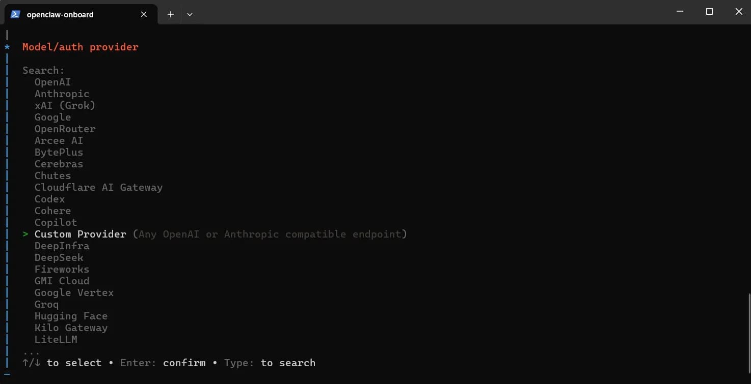 Конфигурация параметров провайдера API VEGA